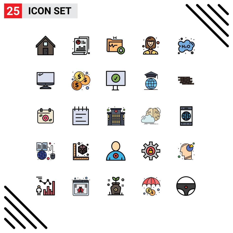 interface mobile ligne remplie couleur plate ensemble de 25 pictogrammes du graphique étudiant de l'éducation étudiante dossier sécurisé éléments de conception vectoriels modifiables vecteur