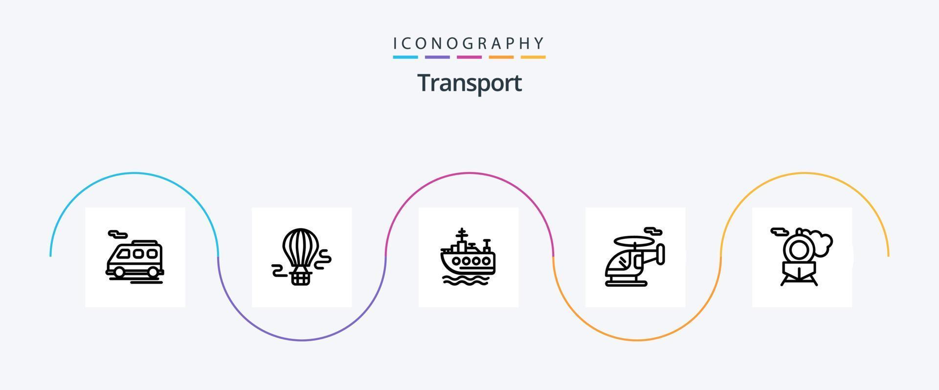 pack d'icônes de la ligne de transport 5 comprenant. transport. nager. former. véhicule vecteur