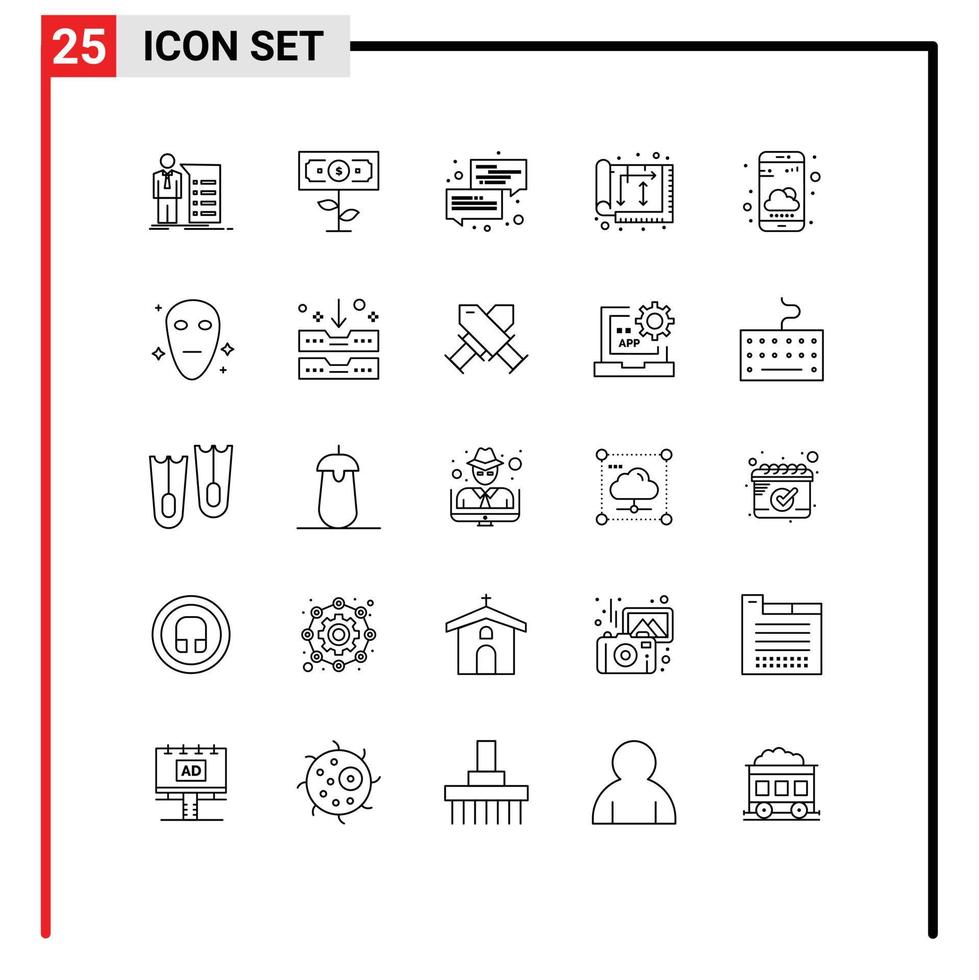 25 icônes créatives signes et symboles modernes de la croissance de la conception de la maison message d'architecte éléments de conception vectoriels modifiables vecteur