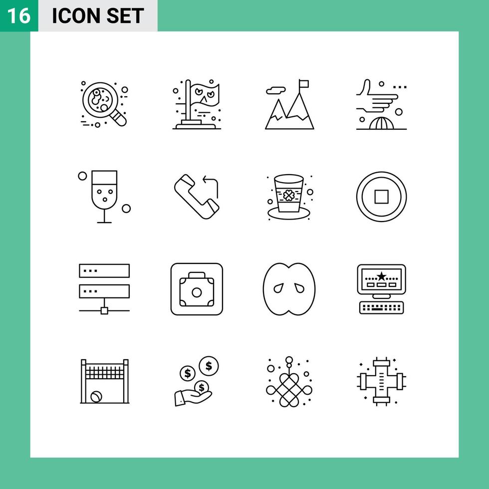 pack de 16 signes et symboles de contours modernes pour les supports d'impression Web tels que les éléments de conception vectoriels modifiables vecteur