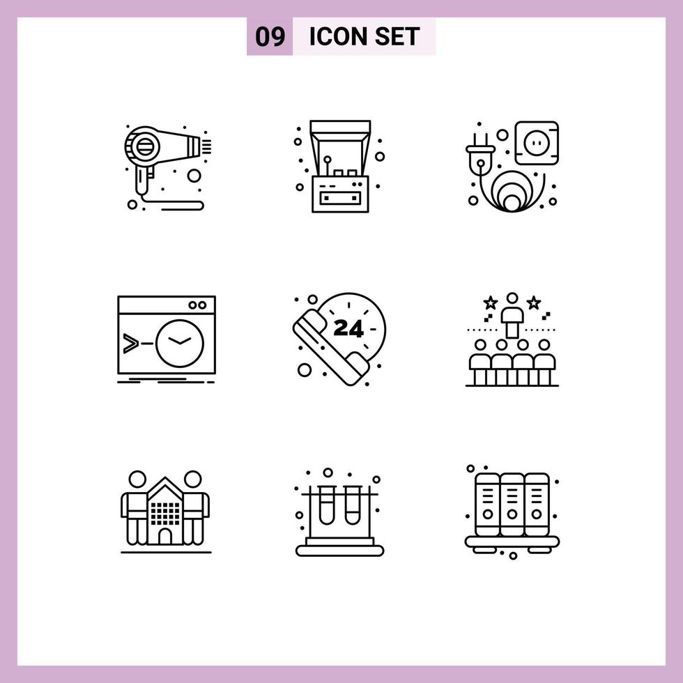 pack d'icônes vectorielles stock de 9 signes et symboles de ligne pour la commande de logiciel électrique de terminal d'appel éléments de conception vectoriels modifiables vecteur