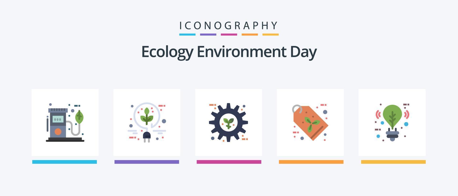 pack d'icônes écologie plat 5, y compris l'étiquette. label écologique. vert. éco. préférence. conception d'icônes créatives vecteur