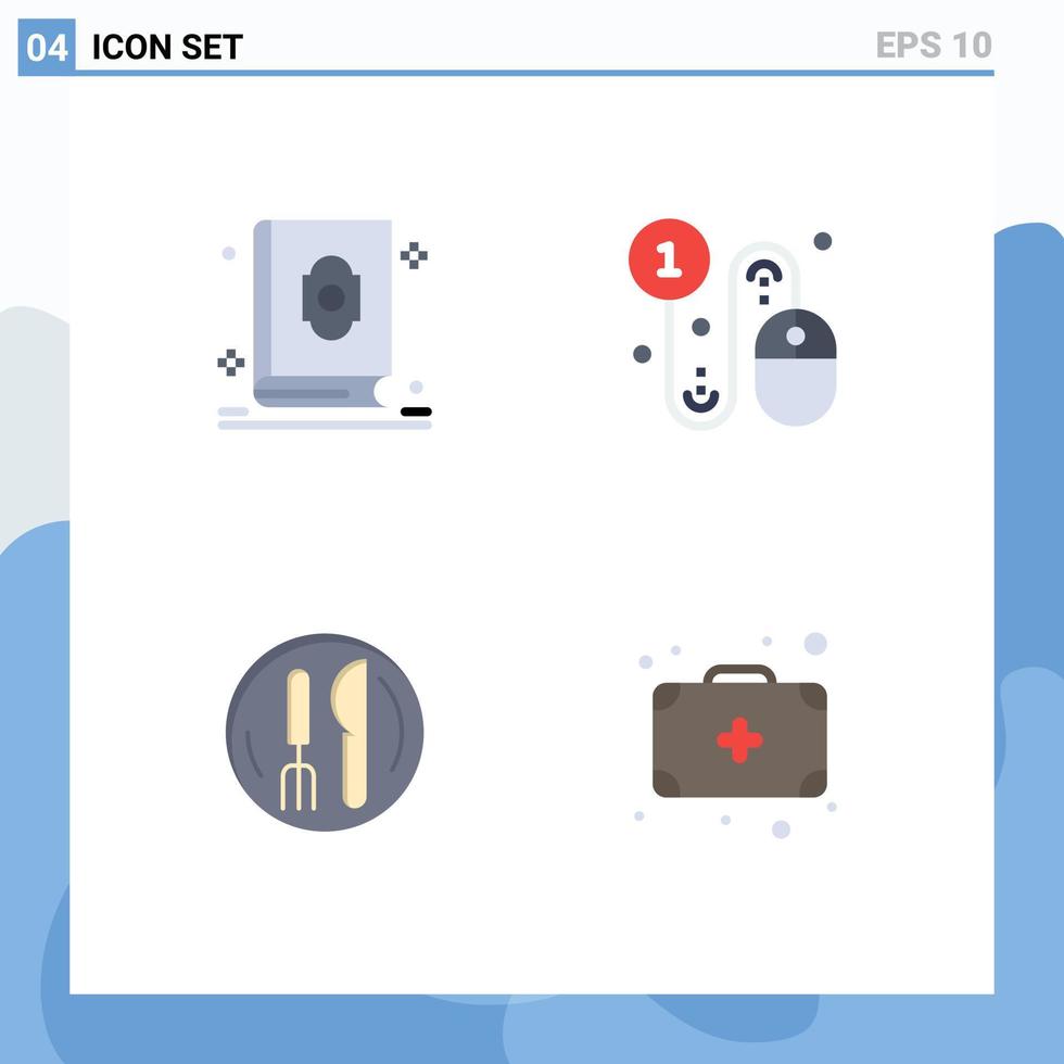 4 concept d'icône plate pour sites Web mobiles et applications coran pay per click service d'achat musulman éléments de conception vectoriels modifiables vecteur