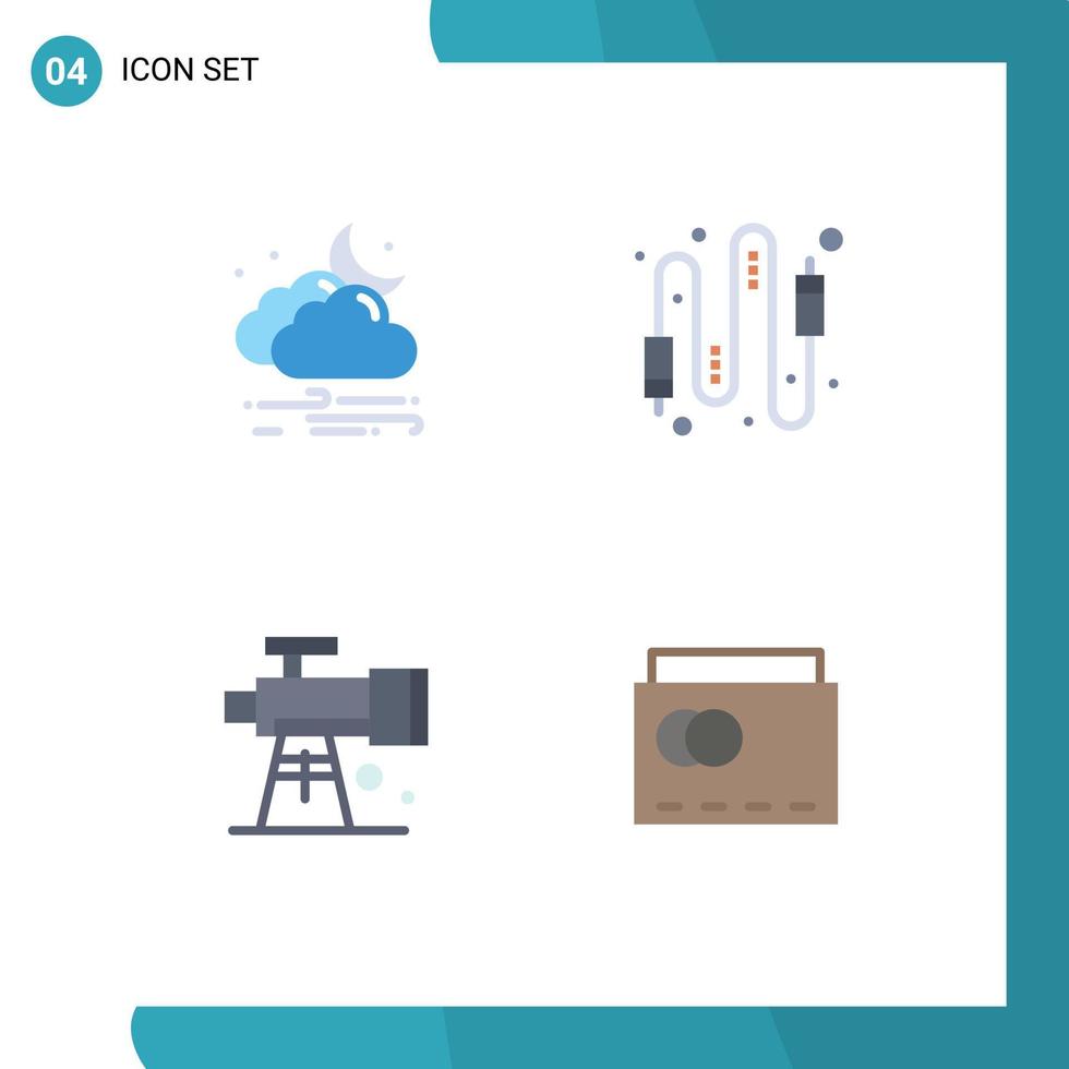 4 concept d'icône plate pour les sites Web mobiles et les applications météo câble de lune électrique portée éléments de conception vectoriels modifiables vecteur