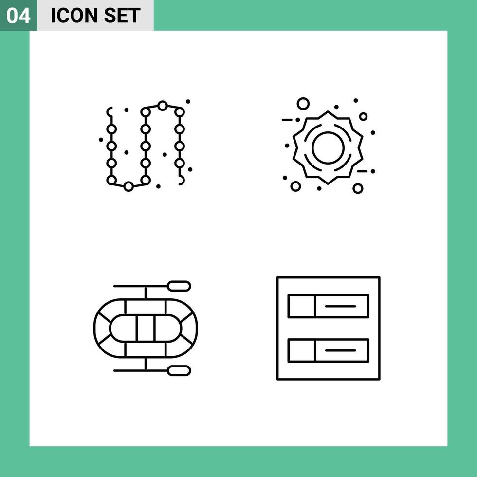 pack de ligne de 4 symboles universels de bijoux de dériveur de chaîne vendredi grille éléments de conception vectoriels modifiables vecteur