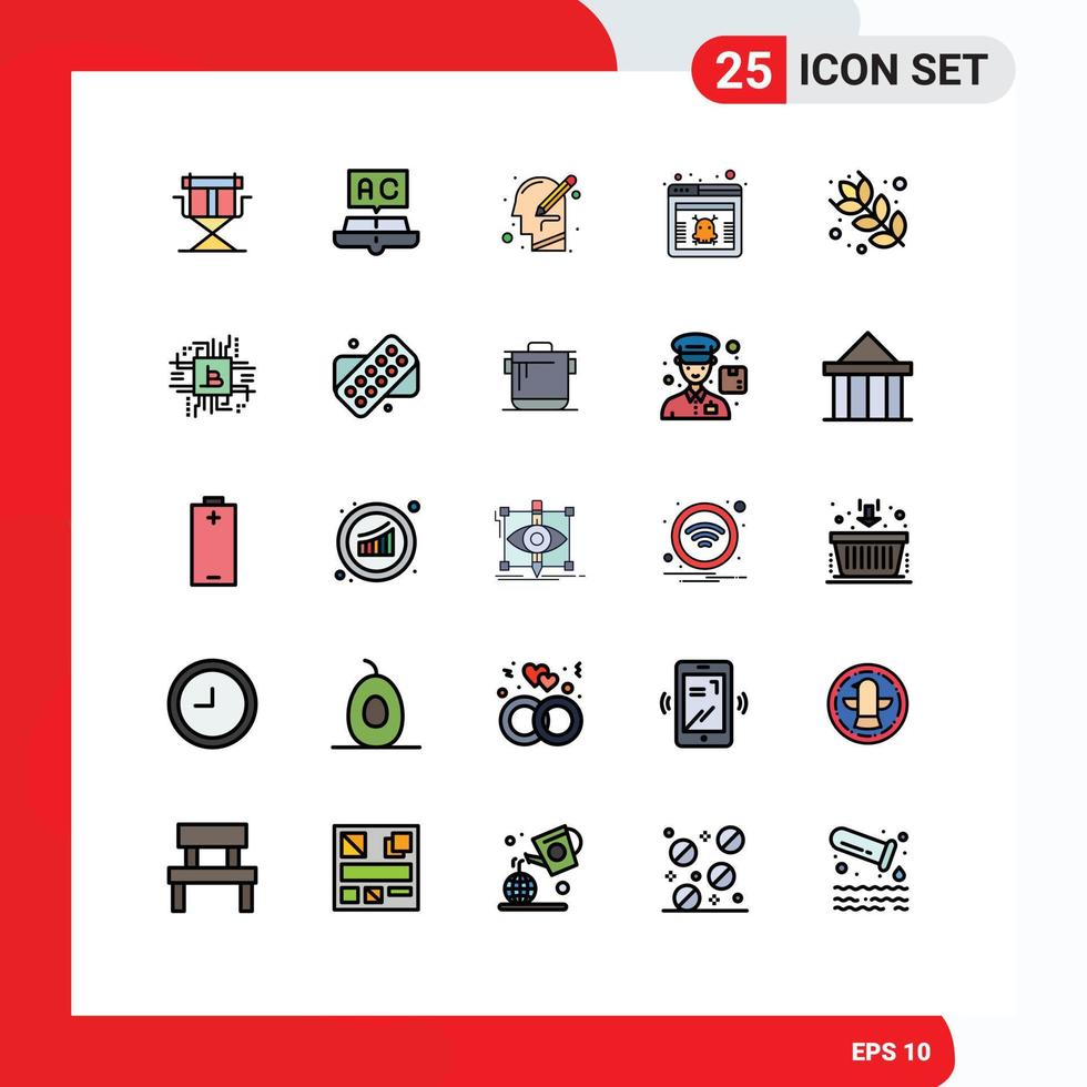 25 icônes créatives signes et symboles modernes de la page d'étude de virus de danger pensant éléments de conception vectoriels modifiables vecteur