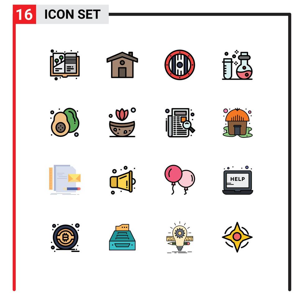 16 icônes créatives signes et symboles modernes de jeu de poire alimentaire flacons scientifiques éléments de conception vectoriels créatifs modifiables vecteur