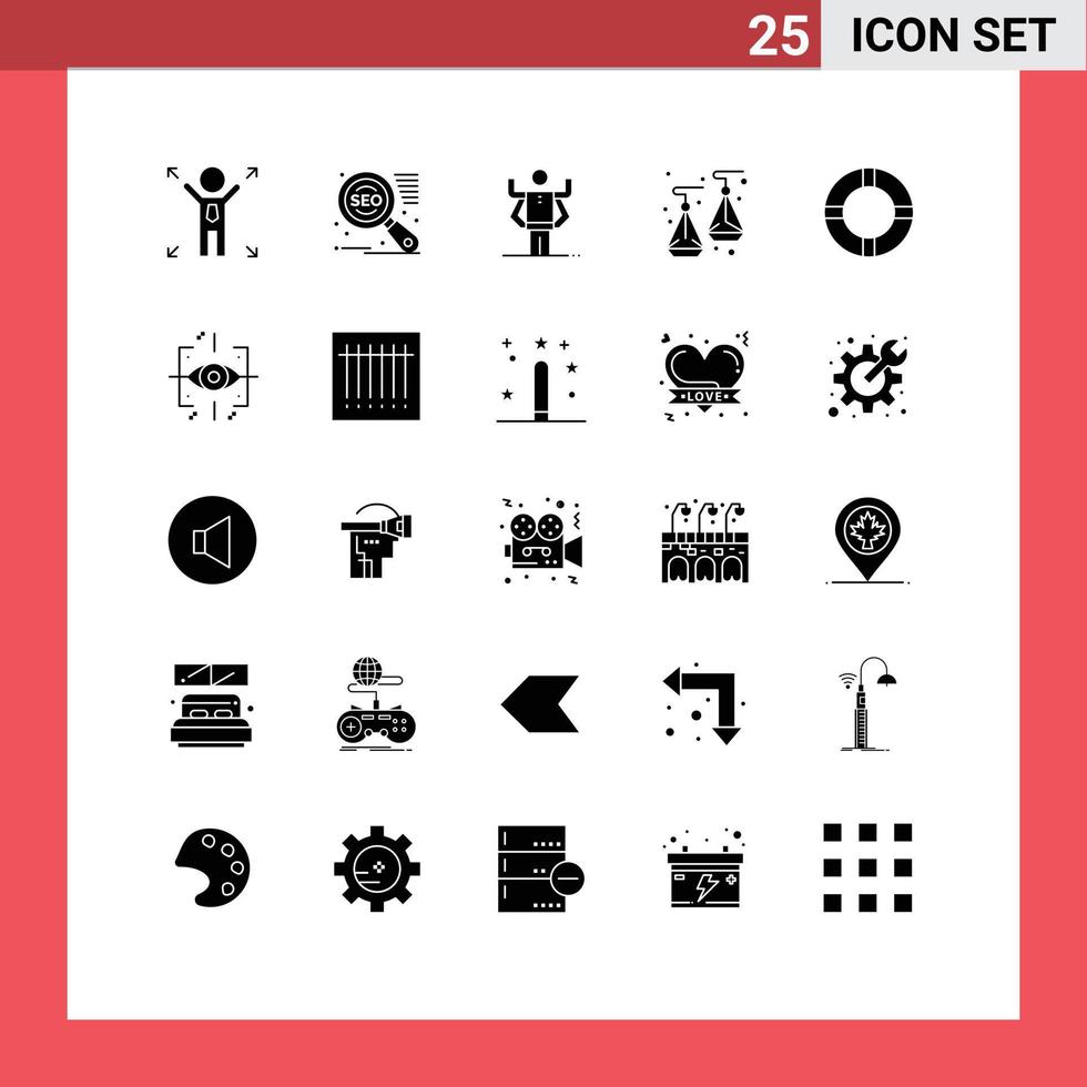 pack d'icônes vectorielles stock de 25 signes et symboles de ligne pour l'ingénierie bouée de sauvetage multitâche vie bijoux éléments de conception vectoriels modifiables vecteur