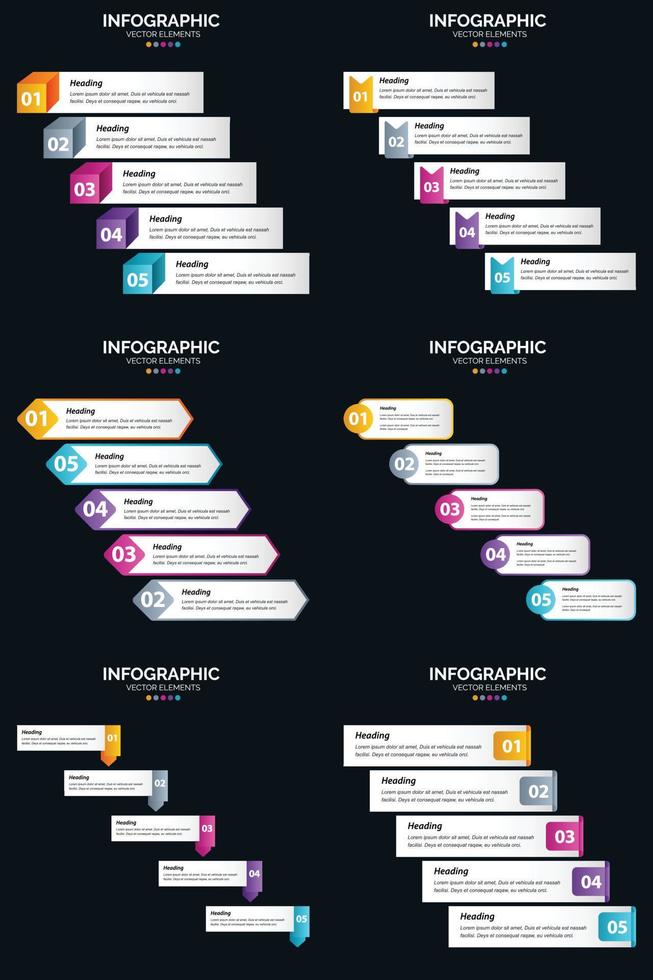 créez des présentations attrayantes avec notre pack d'infographies vectorielles 6 vecteur