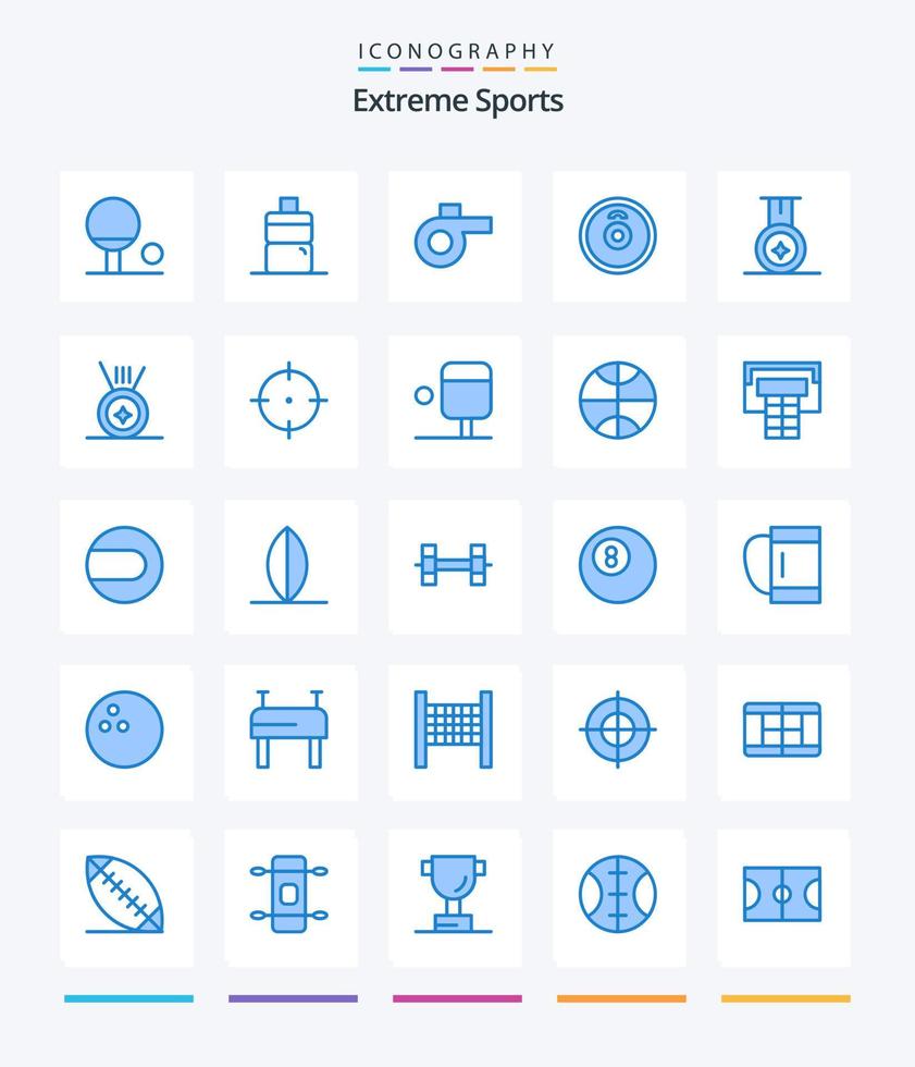 pack d'icônes bleu sport créatif 25 tel que le sport. sport. sport. ping pong. but vecteur