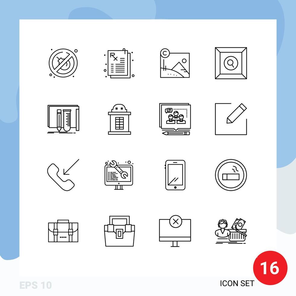 ensemble de 16 symboles d'icônes d'interface utilisateur modernes signes pour outils fab copyright équipement recherche éléments de conception vectoriels modifiables vecteur