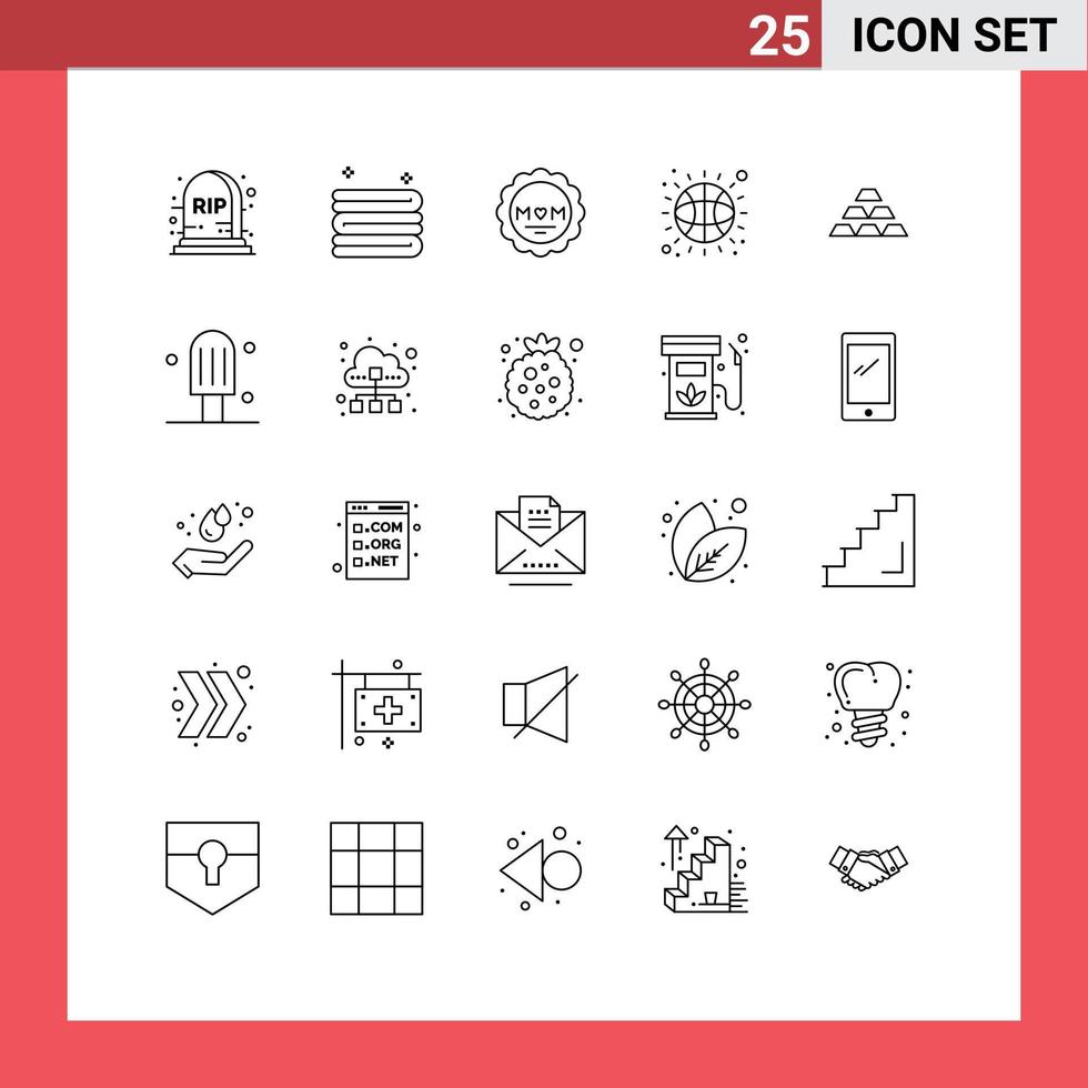 25 lignes universelles définies pour les applications web et mobiles dépôt d'argent barres mères sport éléments de conception vectoriels modifiables vecteur