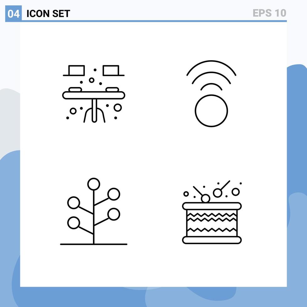 concept de 4 lignes pour sites Web mobiles et applications bureau nature table wifi tambour éléments de conception vectoriels modifiables vecteur