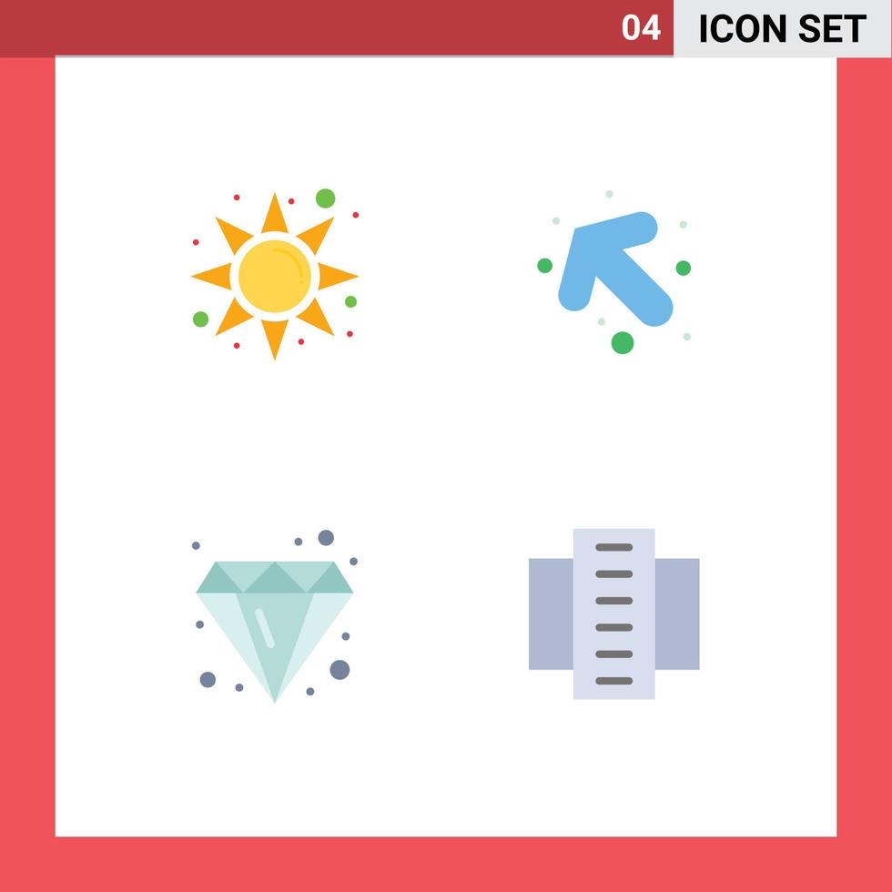 pack de 4 signes et symboles d'icônes plates modernes pour les supports d'impression Web tels que la conception de la flèche du bijou du matin construisant des éléments de conception vectoriels modifiables vecteur