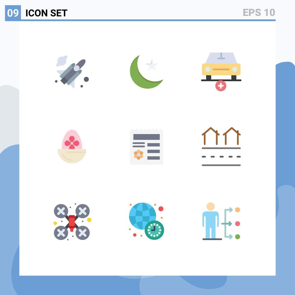 ensemble de 9 symboles d'icônes d'interface utilisateur modernes signes pour la voiture d'oeuf de base bouilli éléments de conception vectoriels modifiables vecteur