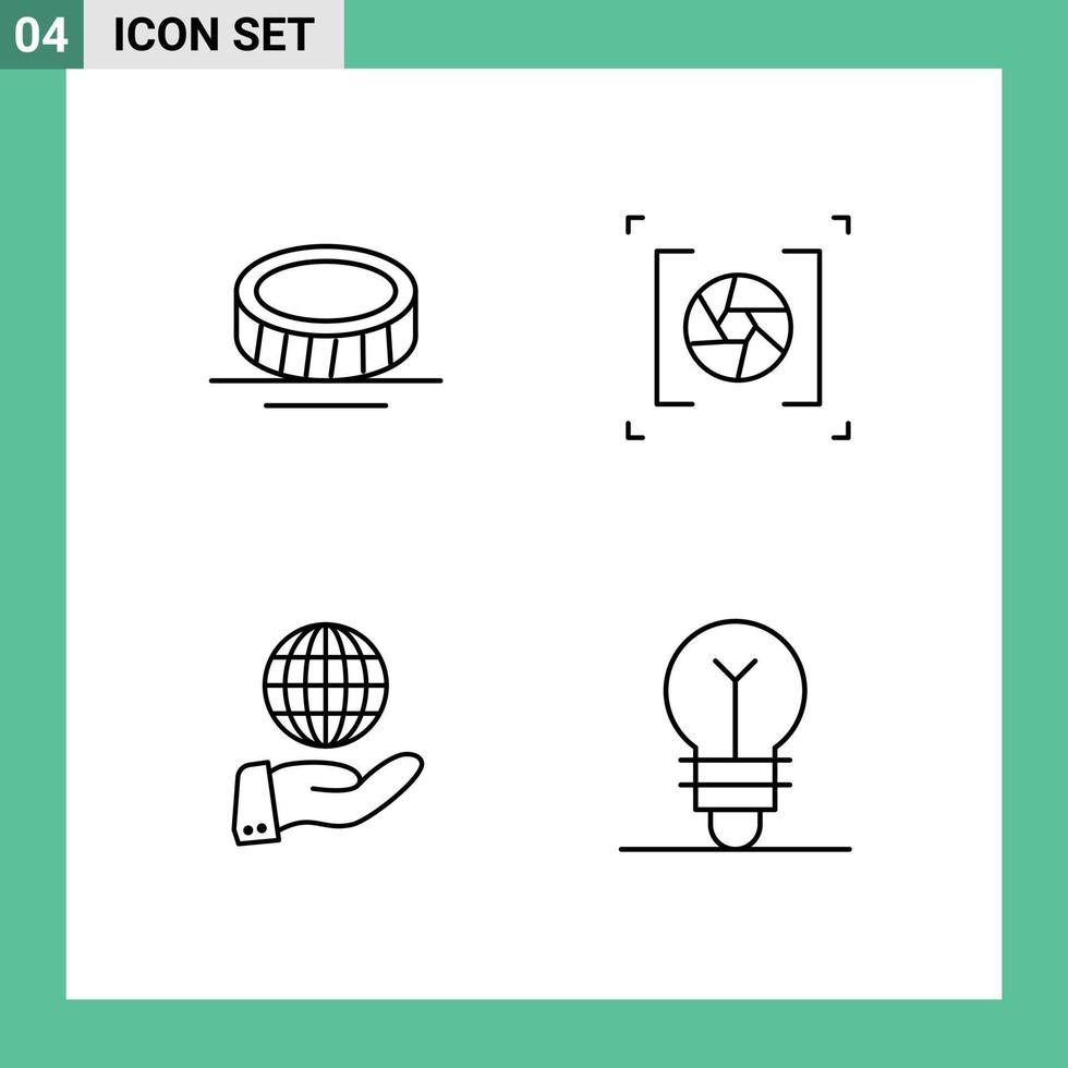 pack d'icônes vectorielles stock de 4 signes et symboles de ligne pour l'argent moderne caméra photographie réalisation éléments de conception vectoriels modifiables vecteur