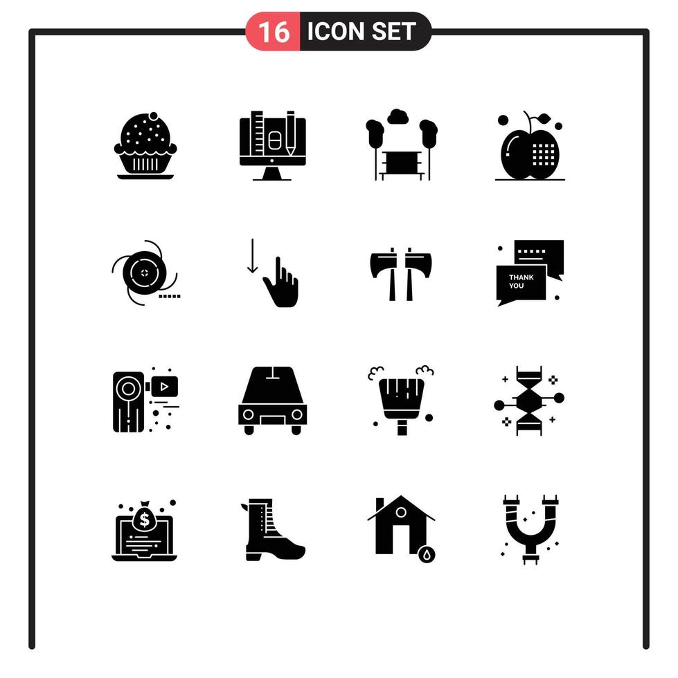 16 icônes créatives signes et symboles modernes du parc alimentaire noir boit des éléments de conception vectoriels modifiables apple vecteur