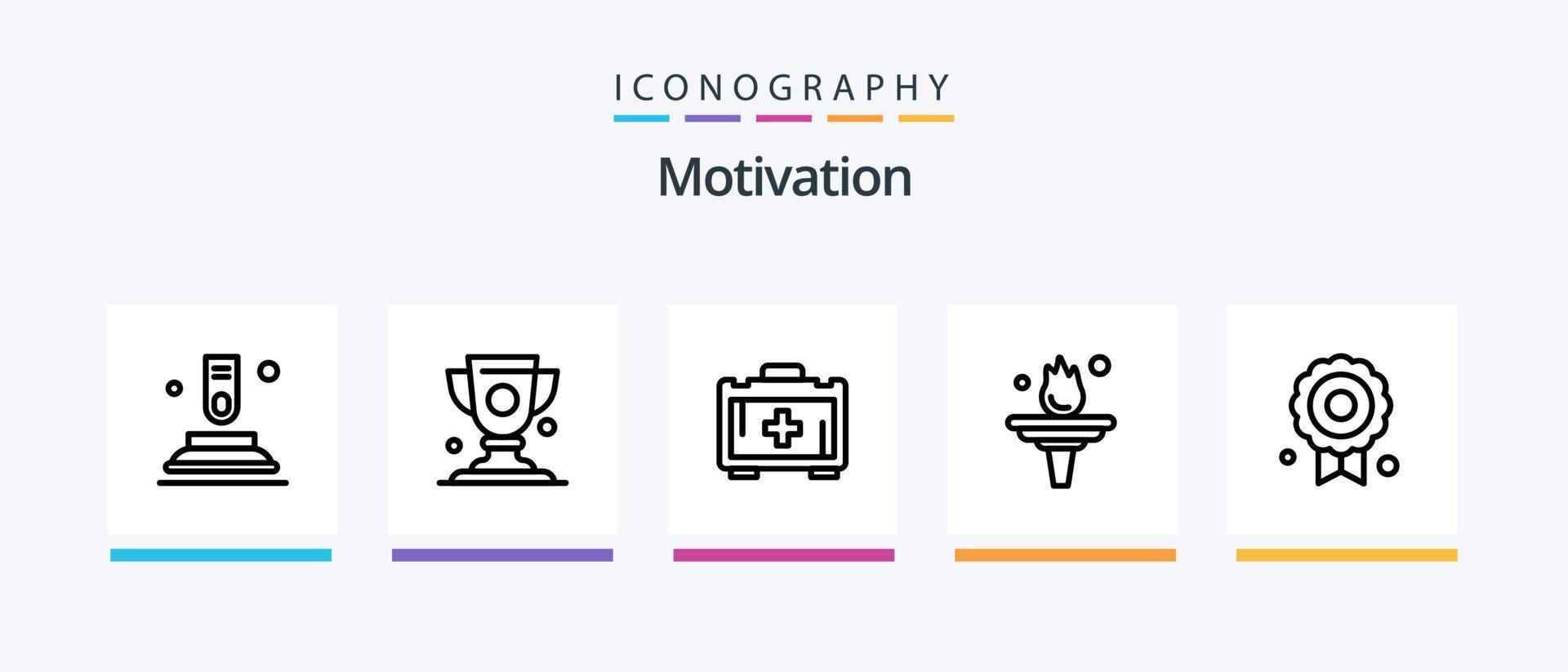 pack d'icônes de la ligne de motivation 5, y compris gagné. olympique. tasse. médaille. usine. conception d'icônes créatives vecteur