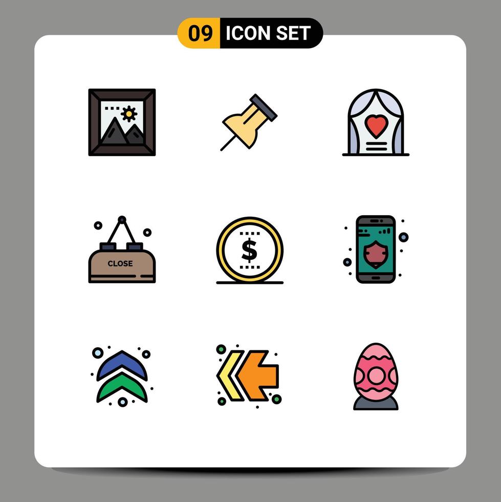 9 icônes créatives signes et symboles modernes de la célébration de la finance des prix fermer les éléments de conception vectoriels modifiables de la nourriture vecteur