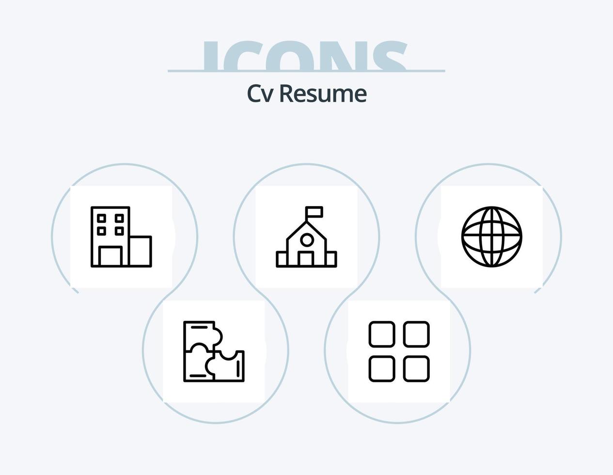 cv curriculum vitae ligne pack d'icônes 5 conception d'icônes. science. éducation. certificat. CV. carte vecteur