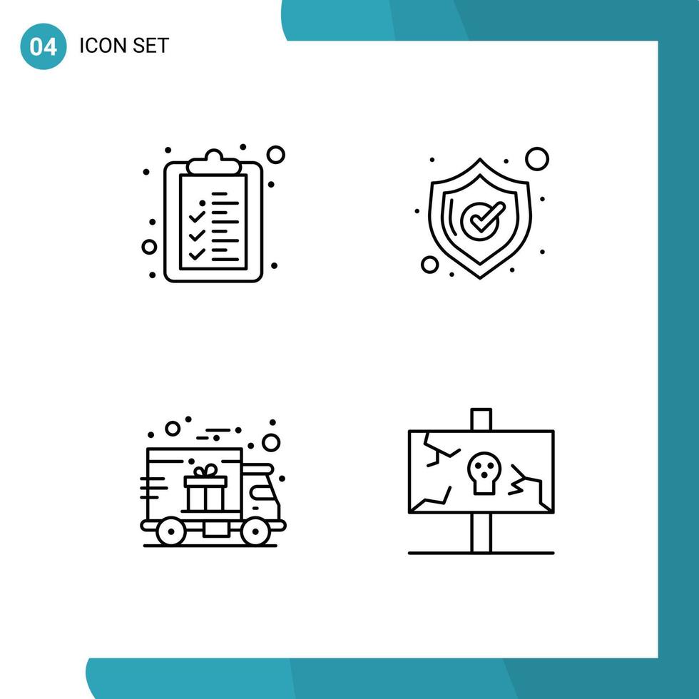 concept de 4 lignes pour les sites Web mobile et applications liste de contrôle sécurité des camions livraison halloween éléments de conception vectoriels modifiables vecteur