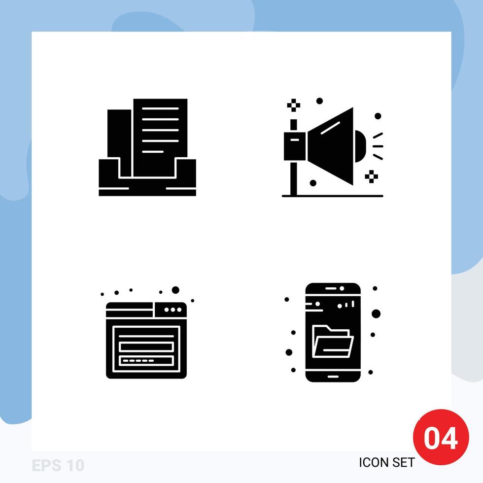 4 glyphes solides vectoriels thématiques et symboles modifiables d'éléments de conception vectoriels modifiables pour la connexion par e-mail vecteur