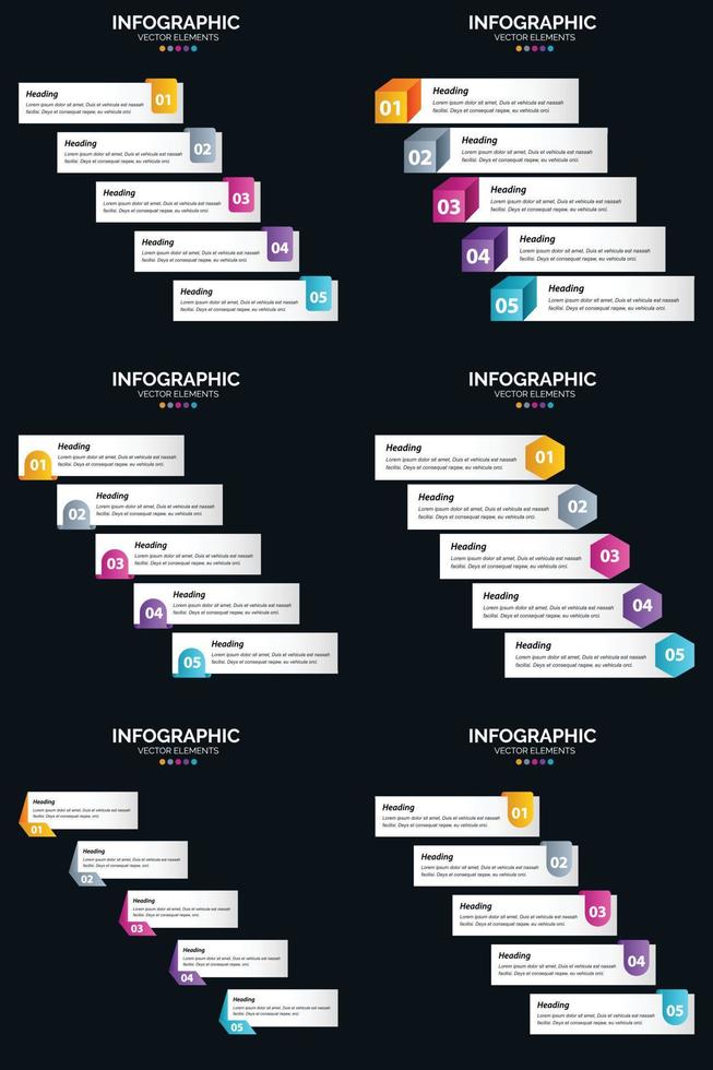 impressionnez votre public avec nos diagrammes et chronologies de cycle en 5 étapes. vecteur