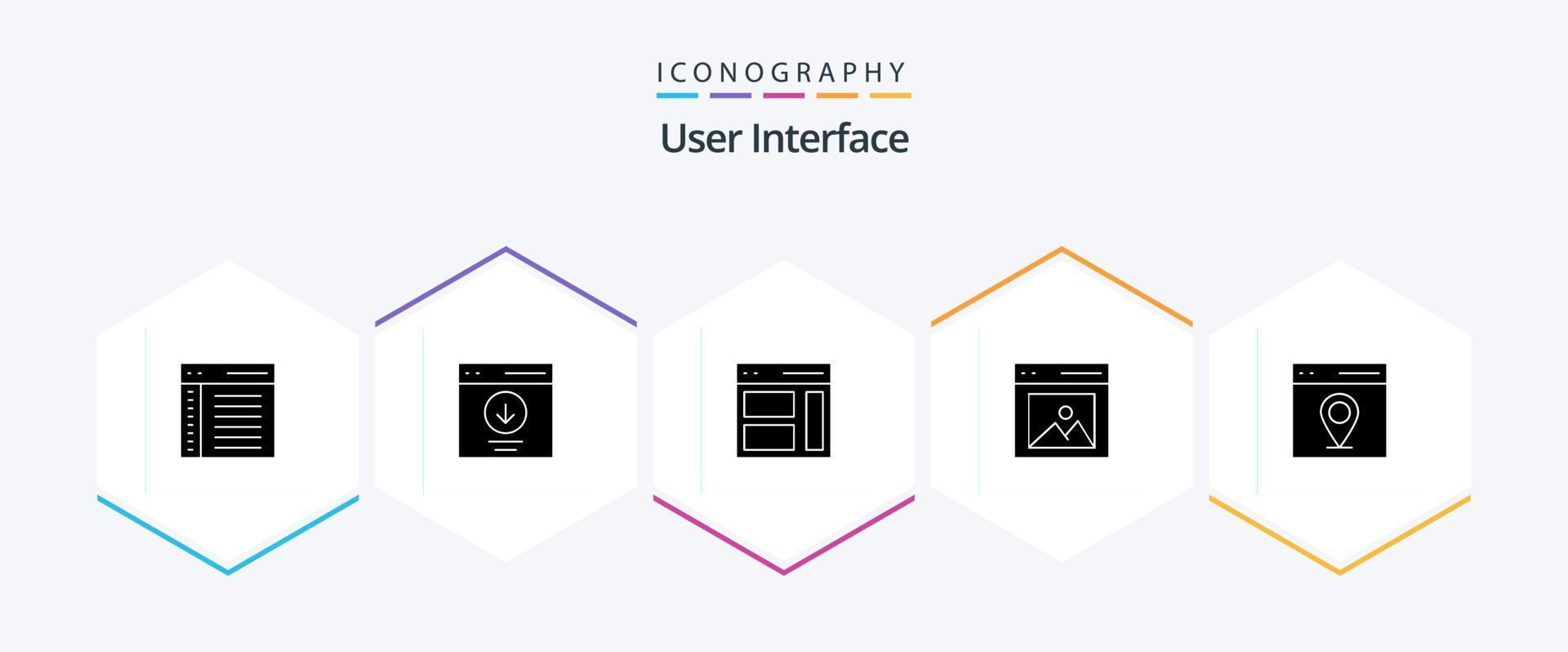 interface utilisateur pack d'icônes de 25 glyphes, y compris l'interface. communication. message. utilisateur. droite vecteur