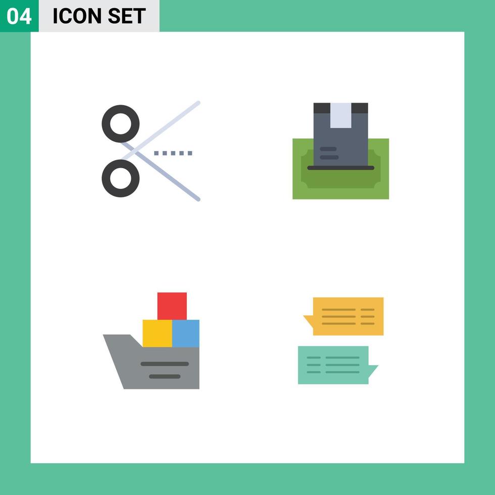 ensemble de 4 symboles d'icônes d'interface utilisateur modernes signes pour l'outil de paiement coupé bons éléments de conception vectoriels modifiables vecteur