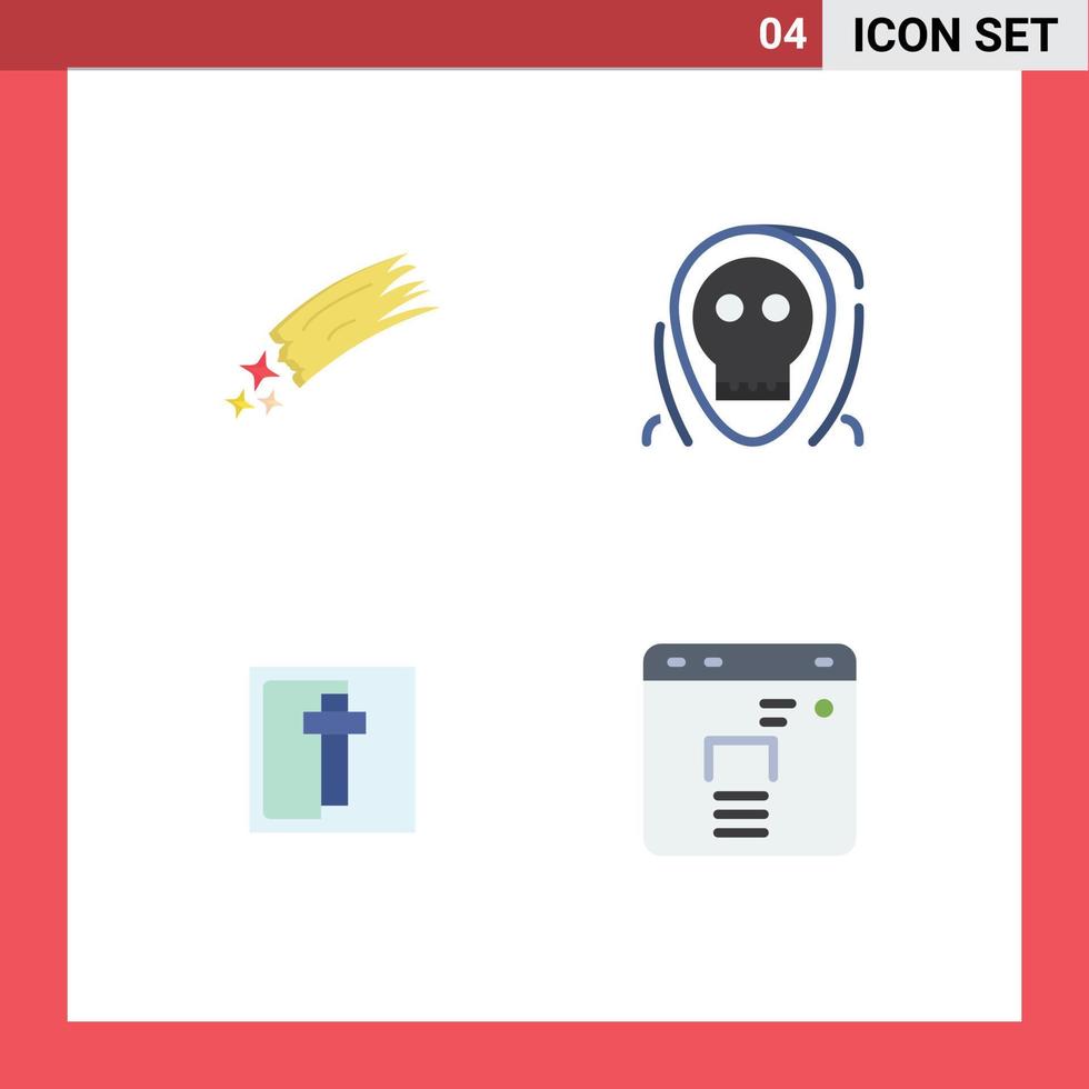 4 concept d'icône plate pour sites Web mobiles et applications astéroïde monstre espace mort éléments de conception vectoriels modifiables de pâques vecteur