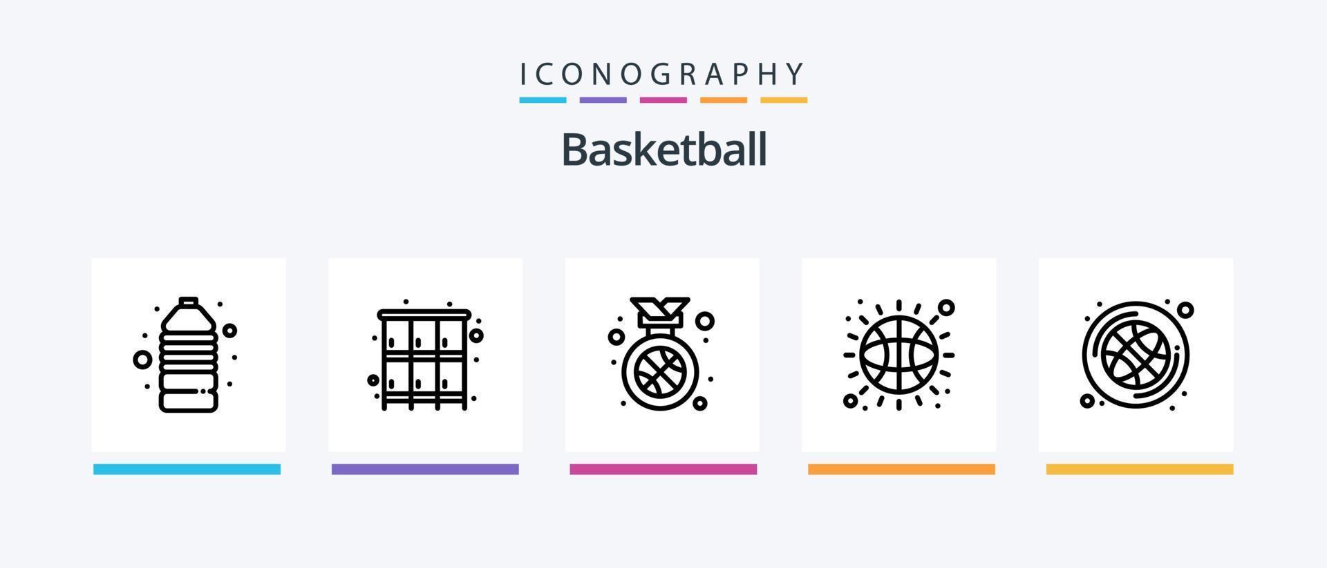 pack d'icônes ligne 5 de basket-ball, y compris le jeu. billet. rechercher. sport. olympique. conception d'icônes créatives vecteur