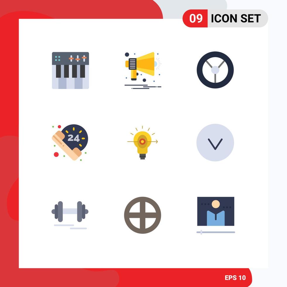 9 icônes créatives signes et symboles modernes du succès de l'entreprise notification ampoule appel éléments de conception vectoriels modifiables vecteur