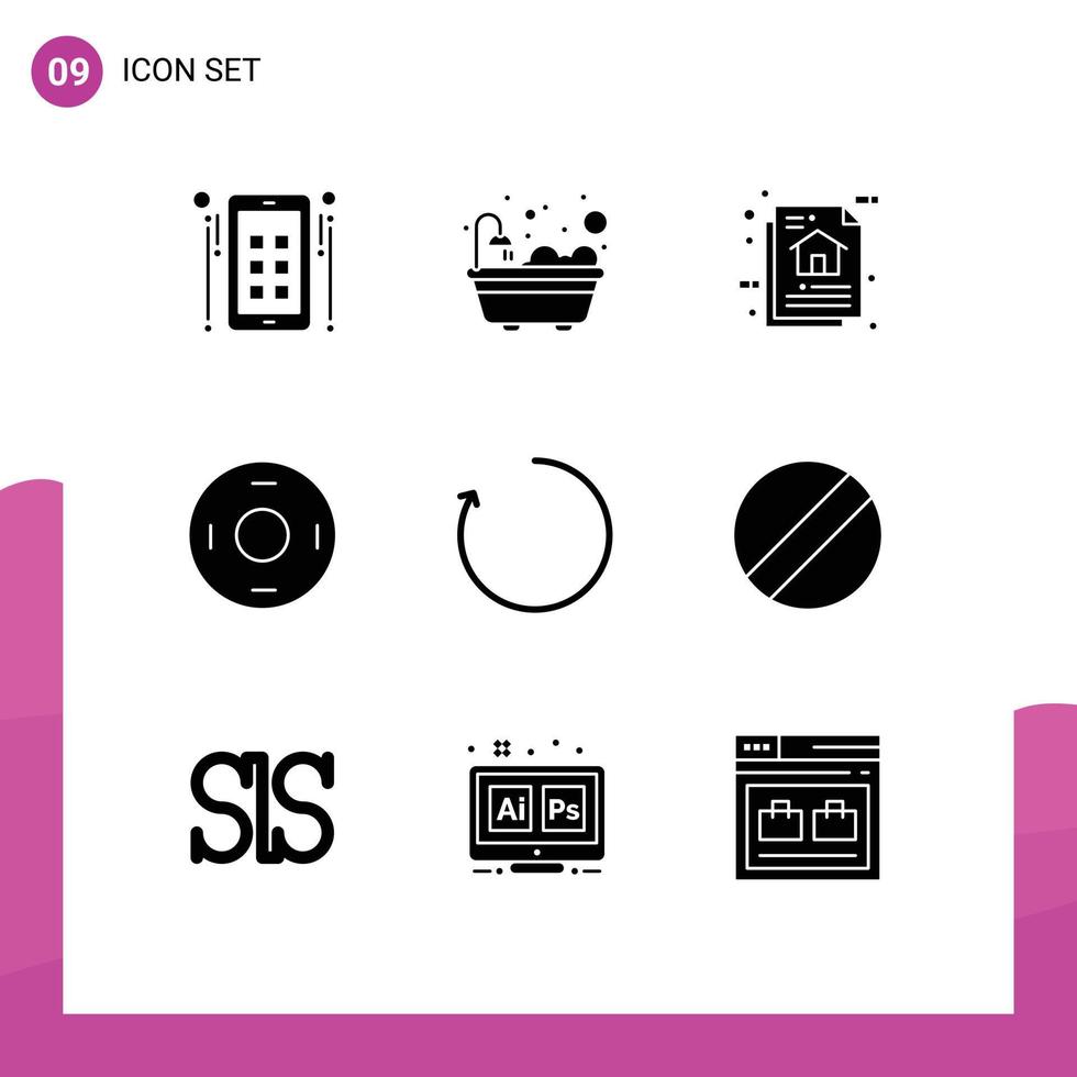 9 icônes créatives signes et symboles modernes de symboles dans le sens des aiguilles d'une montre symbolisme des données cosmos éléments de conception vectoriels modifiables vecteur