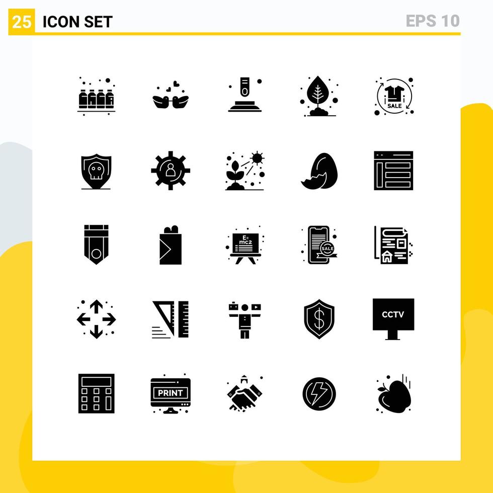 groupe de 25 signes et symboles de glyphes solides pour les vêtements canards en pot plant start éléments de conception vectoriels modifiables vecteur
