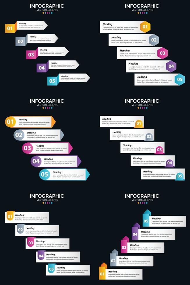 notre pack d'infographies vectorielles 6 comprend des diagrammes et des chronologies uniques et attrayants. vecteur