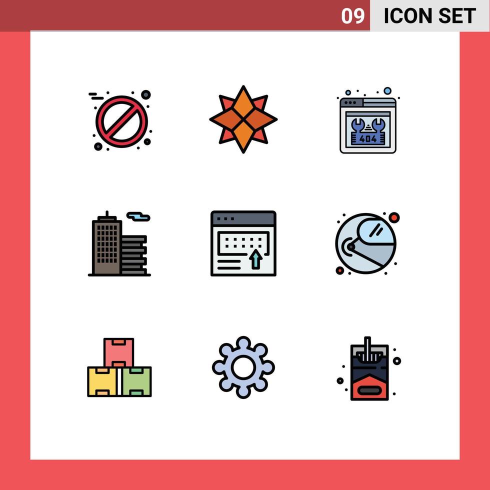 9 interface utilisateur fillline pack de couleurs plates de signes et symboles modernes de bannières publicitaires manquantes éléments de conception vectoriels modifiables pour les affaires de bureau vecteur
