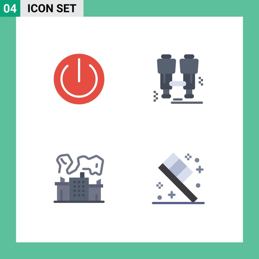 4 icônes créatives signes et symboles modernes de puissance multimédia camping usine bain éléments de conception vectoriels modifiables vecteur