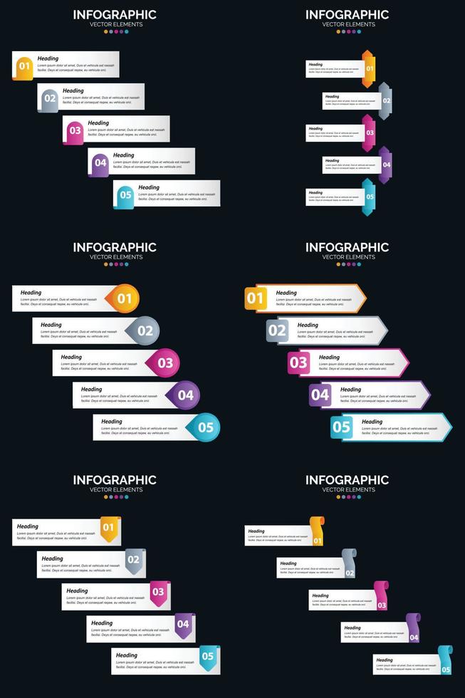 améliorez votre présentation à l'aide de notre pack d'infographies vectorielles 6. vecteur