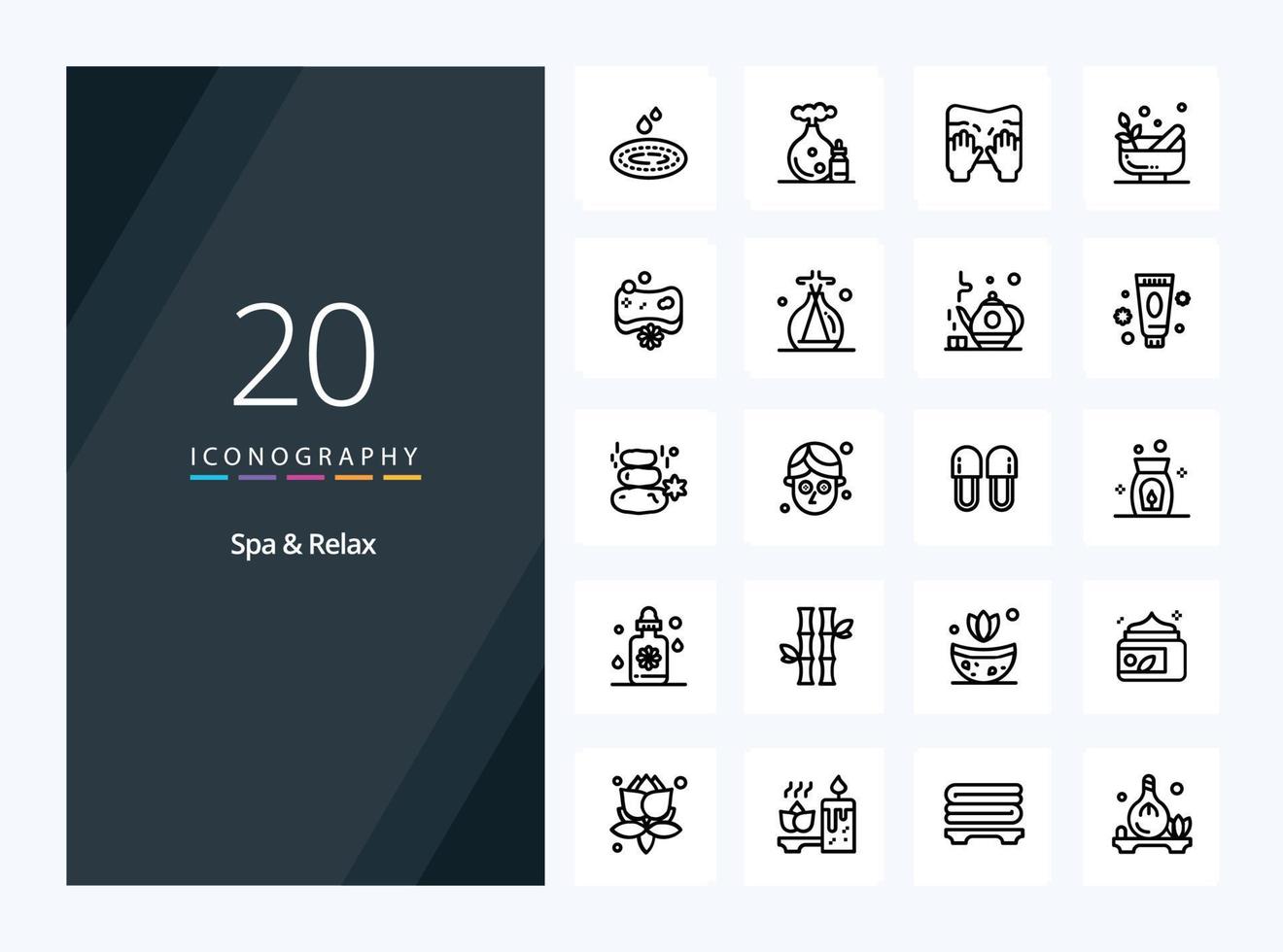 20 icônes de contour spa et détente pour la présentation vecteur