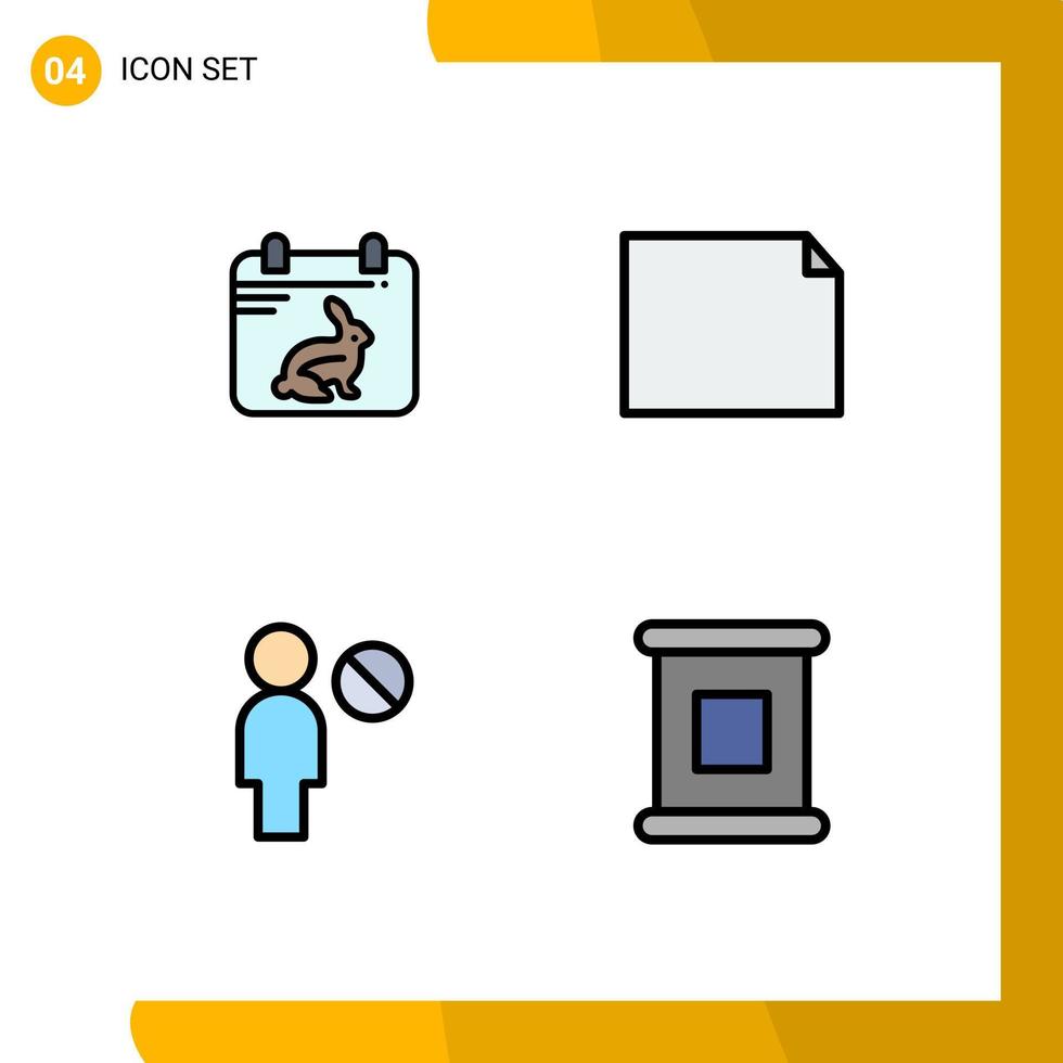 groupe de 4 couleurs plates remplies modernes définies pour le profil de calendrier date paysage alimentaire éléments de conception vectoriels modifiables vecteur