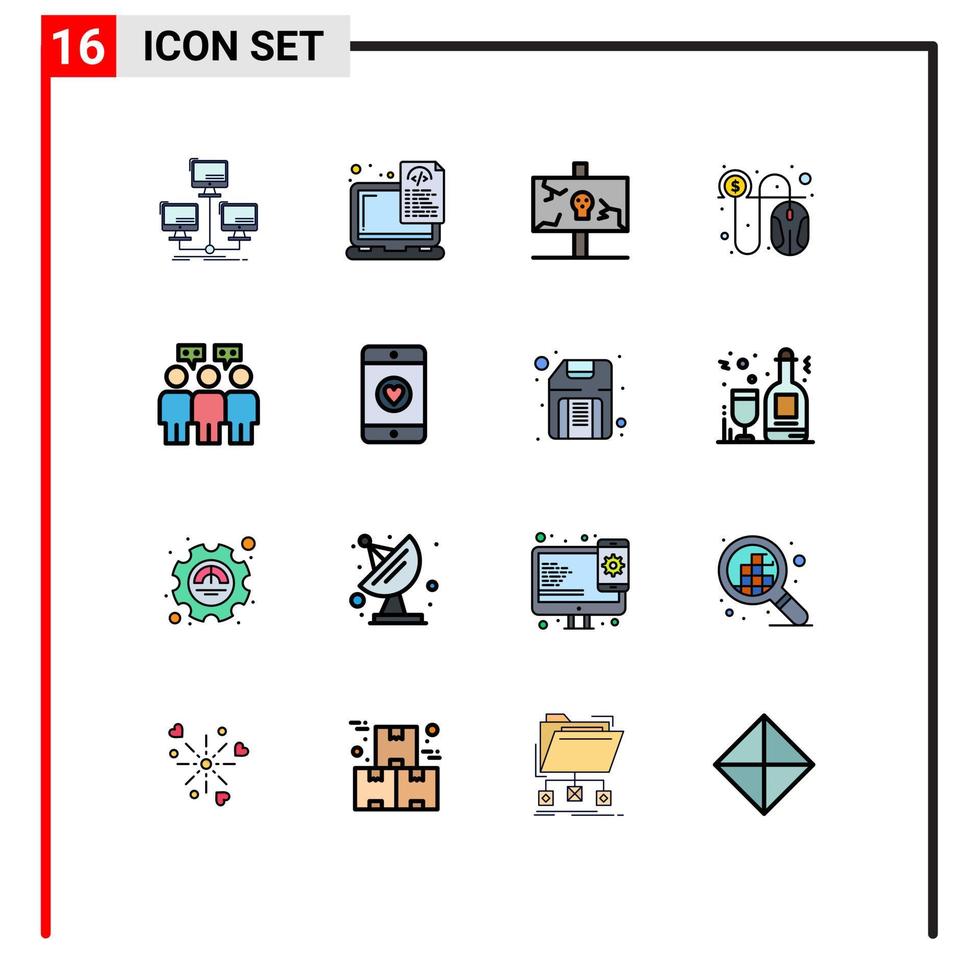 16 icônes créatives signes et symboles modernes d'éléments de conception vectoriels créatifs modifiables par clic pour ordinateur portable vecteur