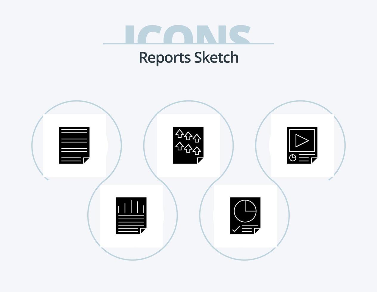 rapporte le pack d'icônes de glyphe d'esquisse 5 conception d'icônes. rapport. page. données. haut. rapport vecteur