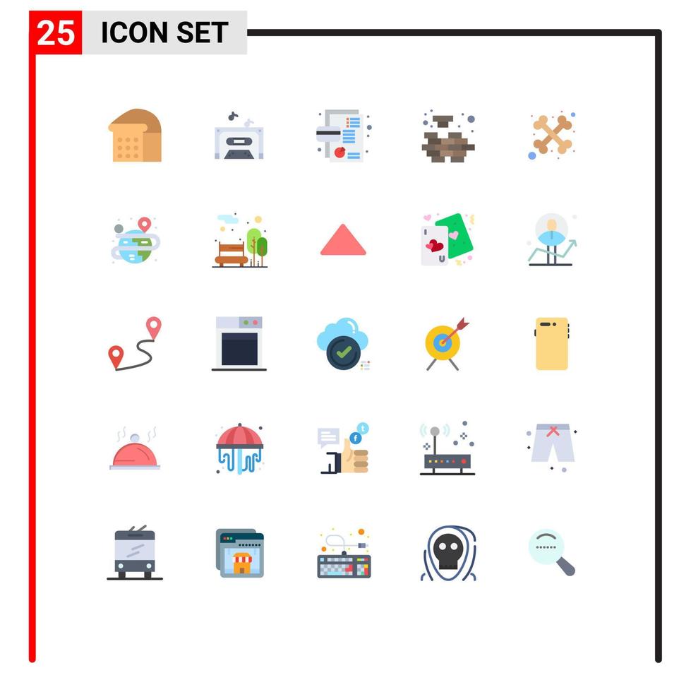 ensemble de 25 couleurs plates vectorielles sur la grille pour les os de squelette crédit résolution esprit éléments de conception vectoriels modifiables vecteur