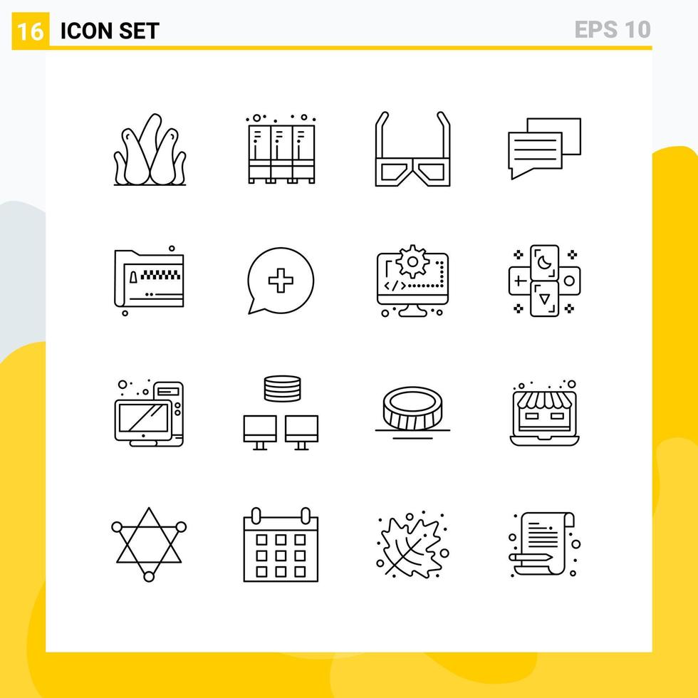 ensemble moderne de 16 contours et symboles tels que partager des messages divertissement éducation regarder des éléments de conception vectoriels modifiables vecteur