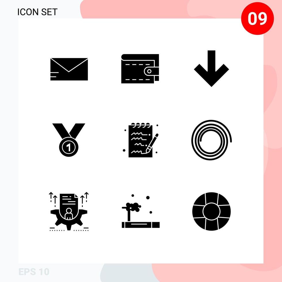 9 icônes créatives signes et symboles modernes de la note reconquérir les éléments de conception vectoriels modifiables du leader du ruban vecteur