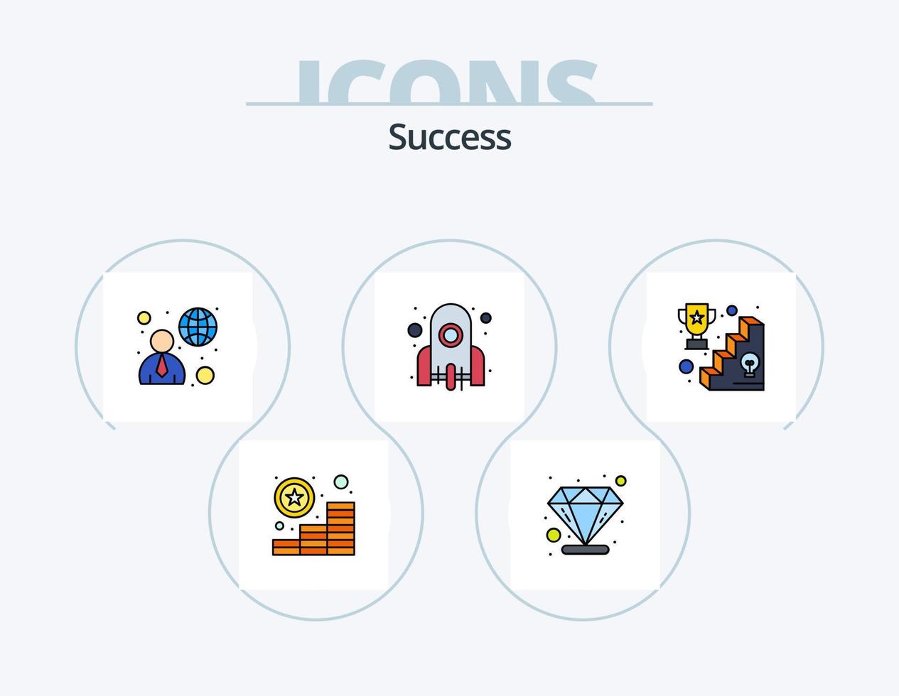 pack d'icônes rempli de ligne de succès 5 conception d'icônes. récompense. clé du succès. correct. clé. succès vecteur