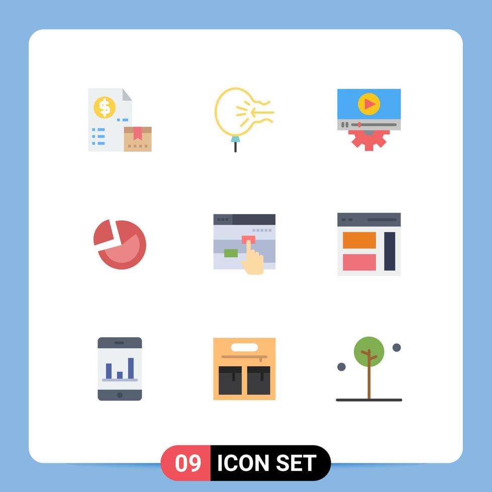 ensemble de 9 symboles d'icônes d'interface utilisateur modernes signes pour les statistiques d'affaires relief graphique à secteurs éléments de conception vectoriels modifiables vecteur