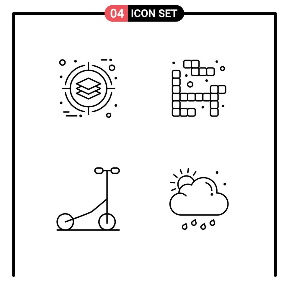 concept de 4 lignes pour sites Web mobiles et applications produit de transport d'entreprise jouer pluie éléments de conception vectoriels modifiables vecteur