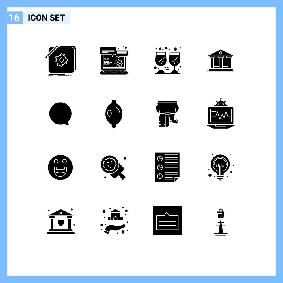 16 signes de glyphes solides universels symboles de la construction d'options d'argent instagram thanks day éléments de conception vectoriels modifiables vecteur
