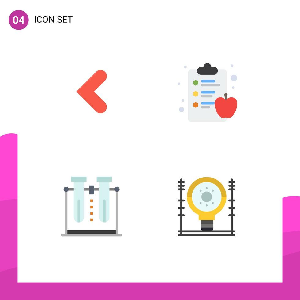 ensemble de 4 symboles d'icônes d'interface utilisateur modernes signes pour la science de la flèche tube de presse-papiers de santé gauche éléments de conception vectoriels modifiables vecteur